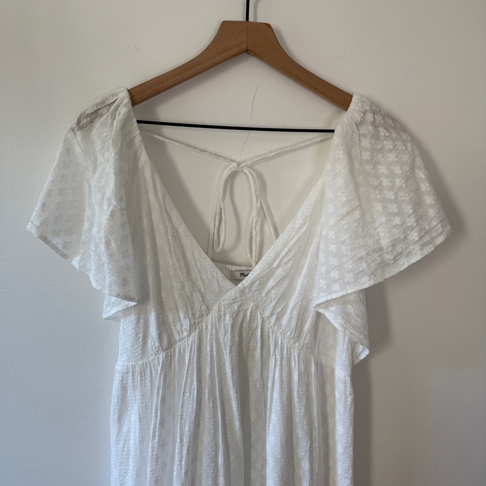 NWT Madewell Tie-Back Flutter-Sleeve Tiered Midi Dress White - Picture 4 of 11